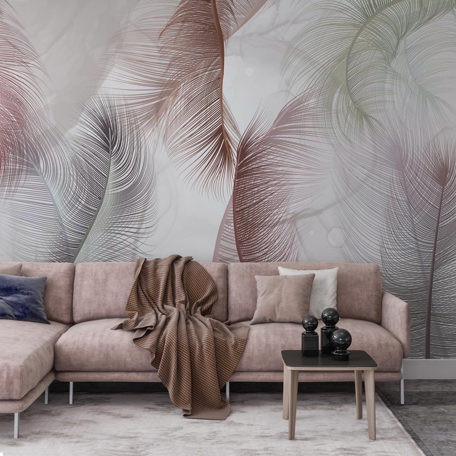 Soft Colourful Feathers Wallpaper Wallmural - Image 3