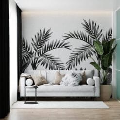 Monochrome Leaves Wallpaper Wallmural - Image 3