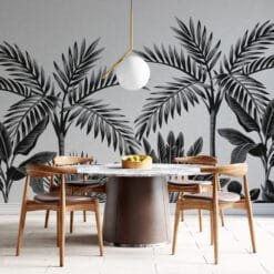 Monochrome Leaves Wallpaper Wallmural - Image 2