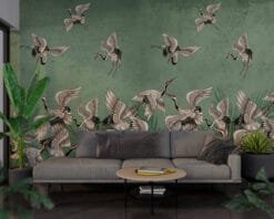 Alternative view of Rustic Green Birds Wallmural