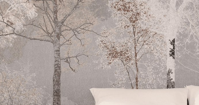 Misty Forest Wall Mural, Tranquil Tree Wallpaper, Neutral Nature Wall Art for Living Room - Image 4