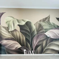 Tropical Leaf Wall Mural: Serene Nature-Inspired Wallpaper