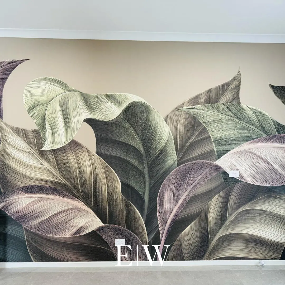 Tropical Leaf Wall Mural: Serene Nature-Inspired Wallpaper