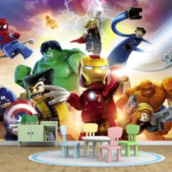 Marvel Avengers LEGO Wall Mural – Superhero Action for Kids' Room