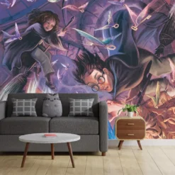 Alternative view of Harry Potter, Ron & Hermione Quidditch Mural – Flying High in the Wizarding World