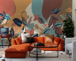 Tropical Leaves Wall Mural – Nature Inspired Botanical Wallpaper