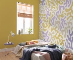 Abstract Coral Pattern Wallpaper (Yellow & Purple)