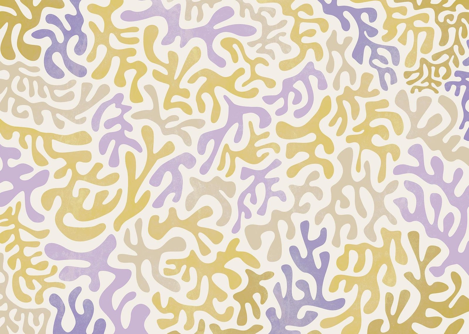 Abstract Coral Pattern Wallpaper (Yellow & Purple) - Image 3
