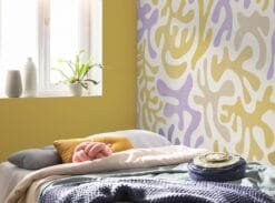 Abstract Coral Pattern Wallpaper (Yellow & Purple) - Image 2