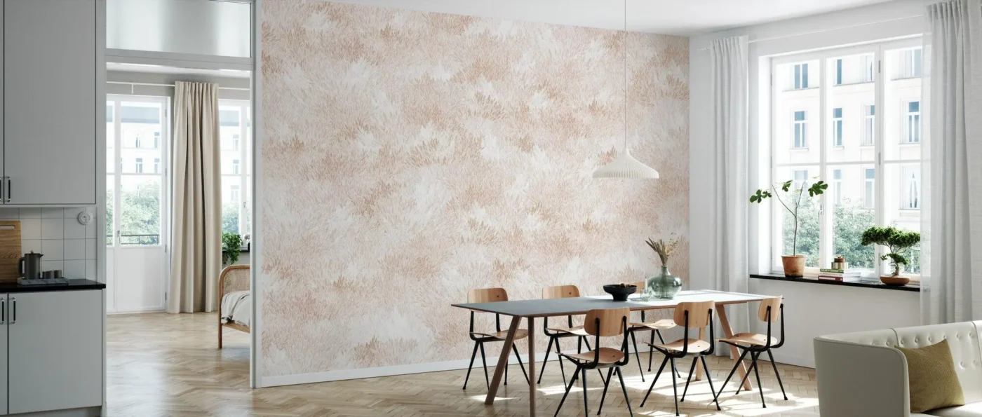 Textured Grass Peel and Stick Wallpaper: Beige Minimalist Wall Mural
