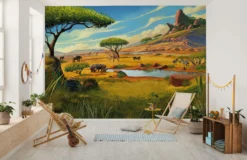 African Safari Wallpaper Mural: Removable Jungle Kids Room Decor