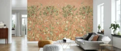 Alternative view of Terracotta Botanical Wallpaper, Vintage Floral Wall Mural