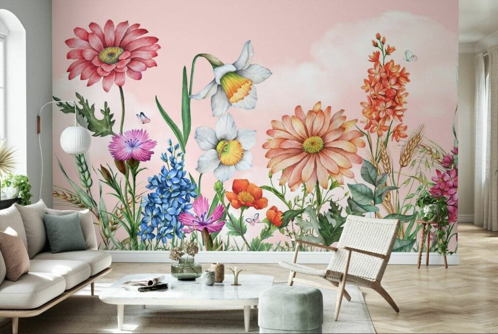 Daisy Pattern Bloom Flowers Wallpaper Wallmural - Image 2