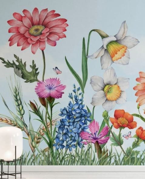 Daisy Pattern Bloom Flowers Wallpaper Wallmural - Image 3