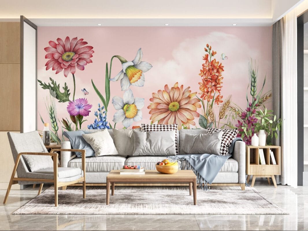 Daisy Pattern Bloom Flowers Wallpaper Wallmural