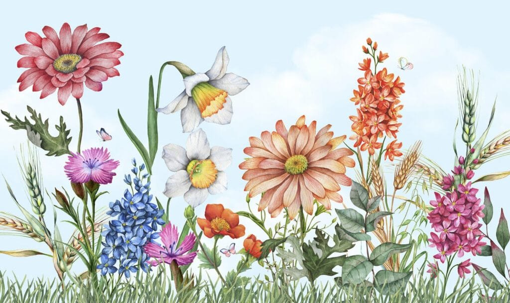 Daisy Pattern Bloom Flowers Wallpaper Wallmural - Image 4